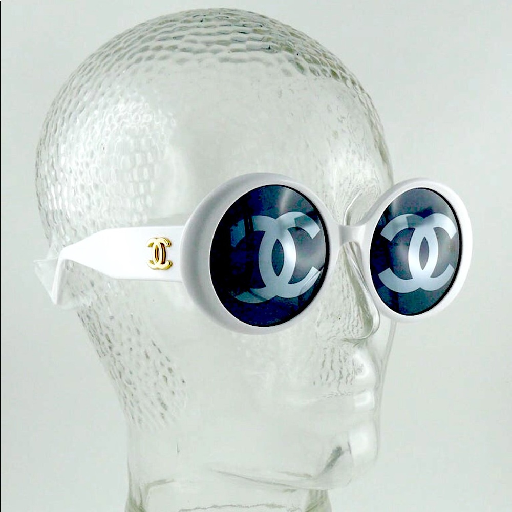 Vintage Chanel 1993 Runway Mirror CC Logo Editorial Round Lens Sunglasses - Picture 9 of 17